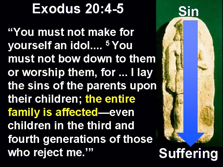 Exodus 20: 4 -5 Sin “You must not make for yourself an idol. .