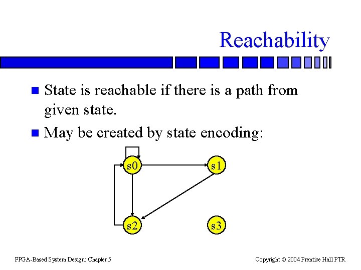 Reachability State is reachable if there is a path from given state. n May