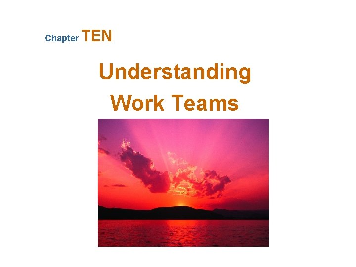 Chapter TEN Understanding Work Teams 