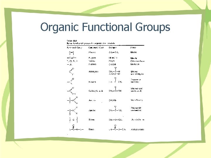 Organic Functional Groups 