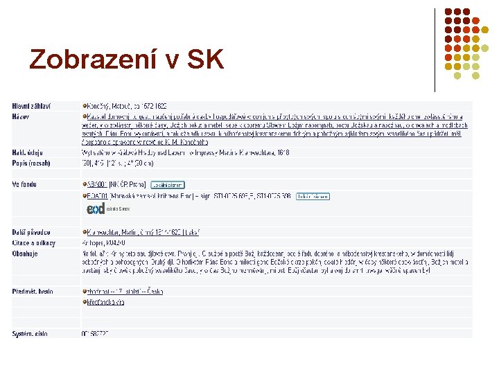 Zobrazení v SK 