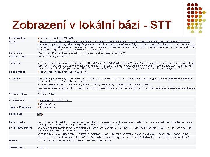 Zobrazení v lokální bázi - STT 