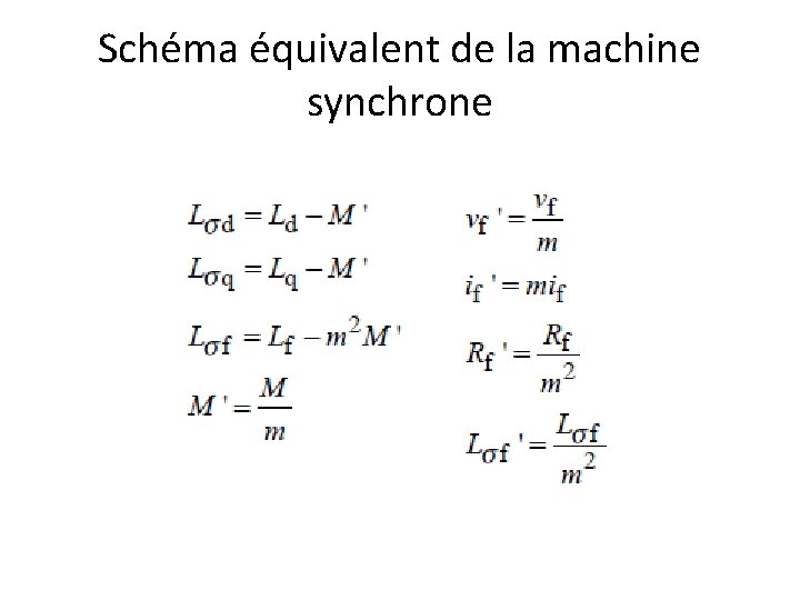Schéma équivalent de la machine synchrone 