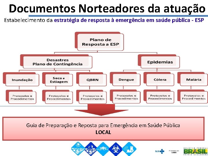 Documentos Norteadores da atuação Estabelecimento da estratégia de resposta à emergência em saúde pública