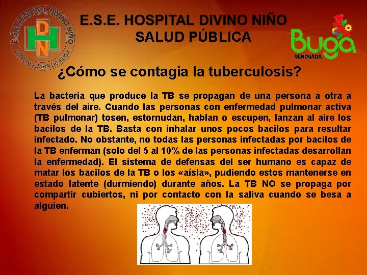SALUD PÚBLICA ¿Cómo se contagia la tuberculosis? La bacteria que produce la TB se