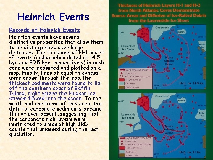 Heinrich Events Records of Heinrich Events Heinrich events have several distinctive properties that allow