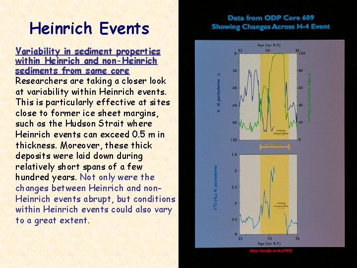 Heinrich Events Variability in sediment properties within Heinrich and non-Heinrich sediments from same core