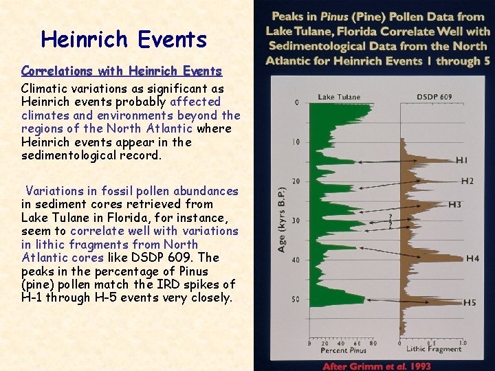 Heinrich Events Correlations with Heinrich Events Climatic variations as significant as Heinrich events probably