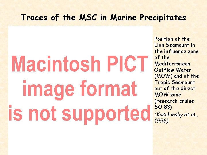 Traces of the MSC in Marine Precipitates Position of the Lion Seamount in the