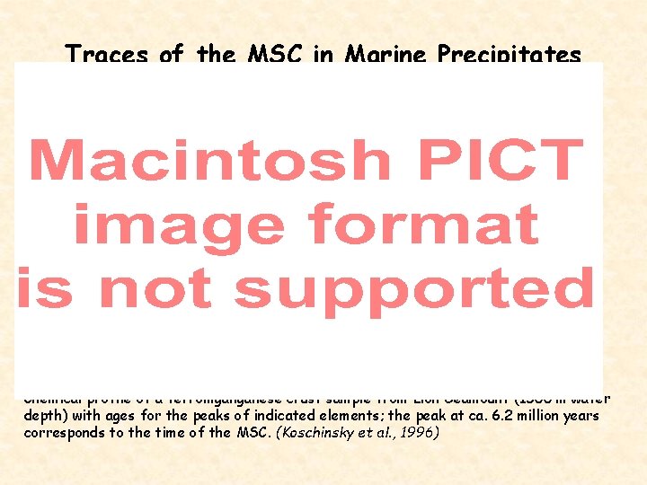 Traces of the MSC in Marine Precipitates Chemical profile of a ferromganganese crust sample