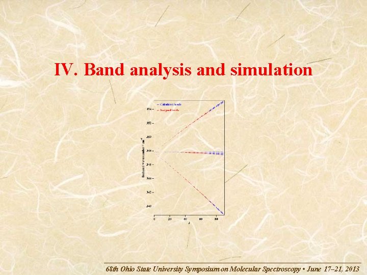 IV. Band analysis and simulation 68 th Ohio State University Symposium on Molecular Spectroscopy