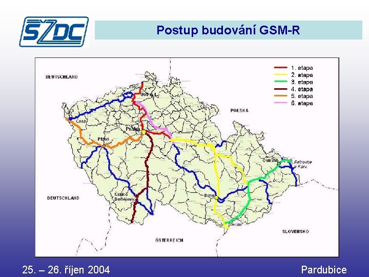 Postup budování GSM-R 25. – 26. říjen 2004 Pardubice 