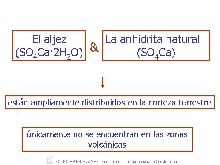 El aljez La anhidrita natural (SO 4 Ca· 2 H 2 O) & (SO