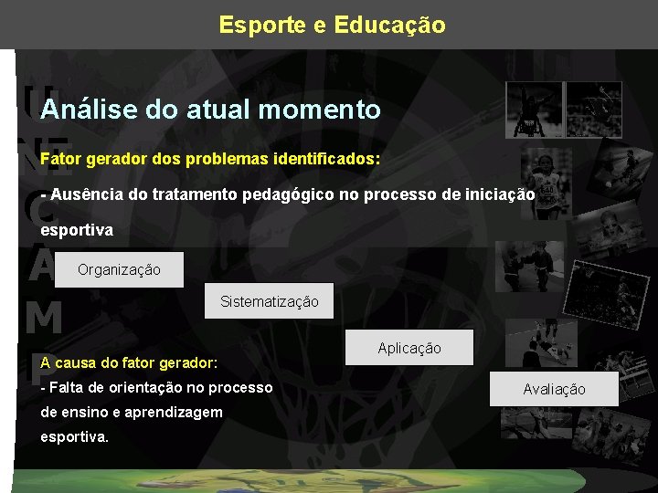 Esporte e Educação U UAnálise do atual momento NI NI C C A A