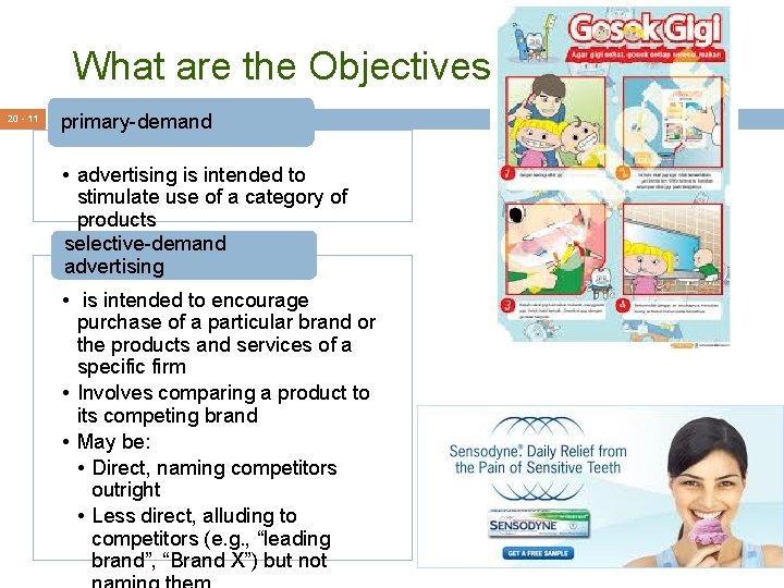 What are the Objectives? 20 - 11 primary-demand • advertising is intended to stimulate