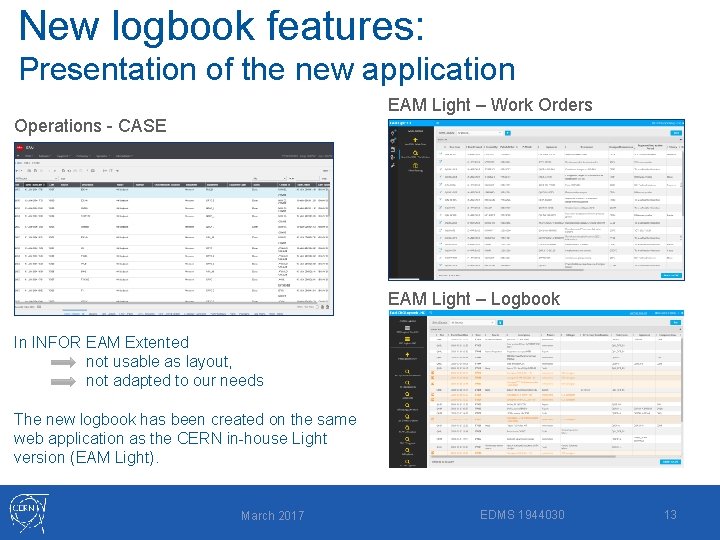 New logbook features: Presentation of the new application EAM Light – Work Orders Operations