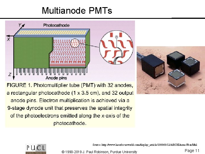 Multianode PMTs Source: http: //www. laserfocusworld. com/display_article/108868/12/ARCHI/none/Feat/Mul © 1990 -2019 J. Paul Robinson, Purdue