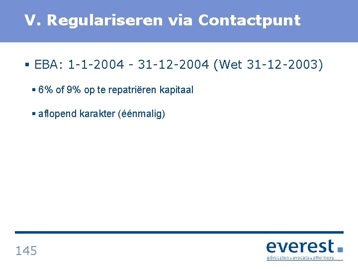 Titel V. Regulariseren via Contactpunt § EBA: 1 1 2004 31 12 2004 (Wet