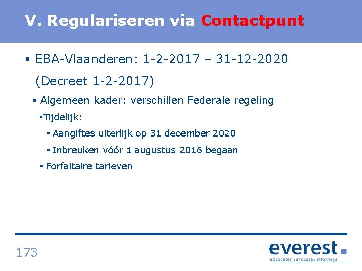 Titel V. Regulariseren via Contactpunt § EBA Vlaanderen: 1 2 2017 – 31 12