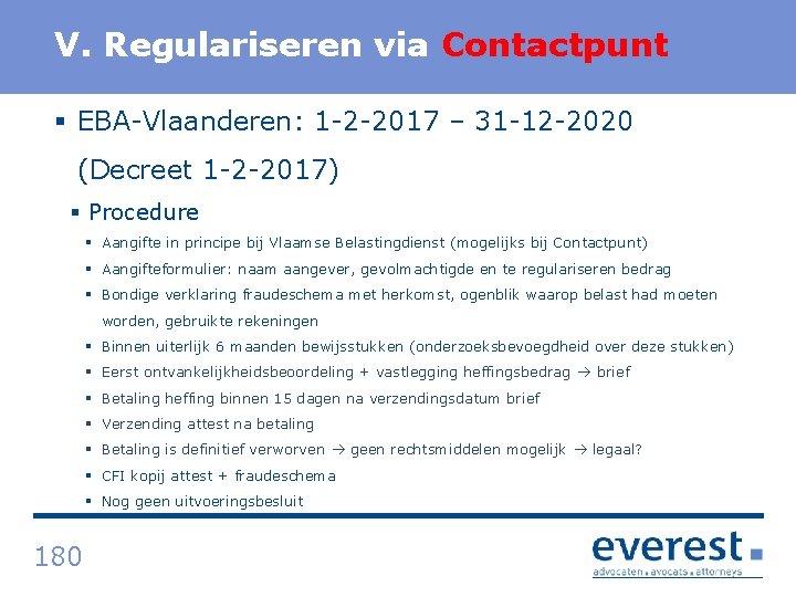 Titel V. Regulariseren via Contactpunt § EBA Vlaanderen: 1 2 2017 – 31 12