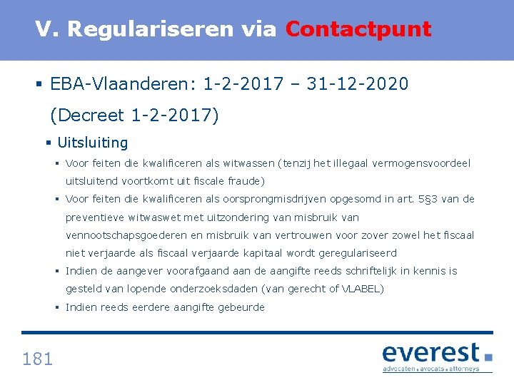 Titel V. Regulariseren via Contactpunt § EBA Vlaanderen: 1 2 2017 – 31 12