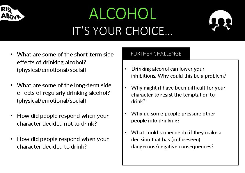 ALCOHOL IT’S YOUR CHOICE… • What are some of the short-term side effects of