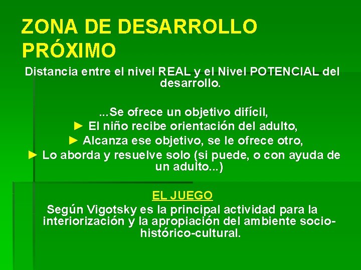 ZONA DE DESARROLLO PRÓXIMO Distancia entre el nivel REAL y el Nivel POTENCIAL del