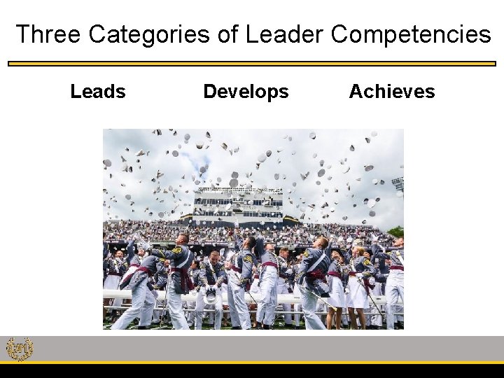 Three Categories of Leader Competencies Leads Develops Achieves Three Categories of Leader Competencies Leads Develops Achieves