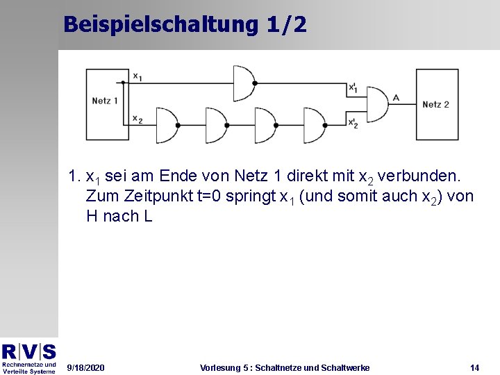 Beispielschaltung 1/2 1. x 1 sei am Ende von Netz 1 direkt mit x