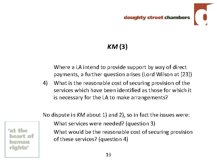 KM (3) Where a LA intend to provide support by way of direct payments,