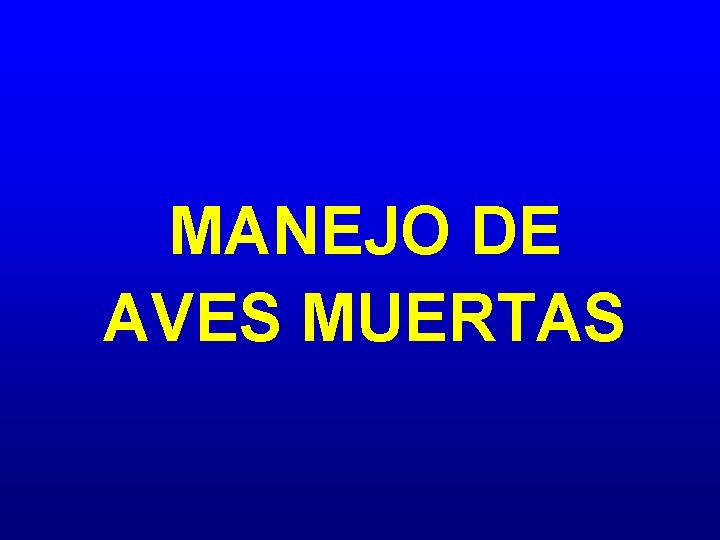 MANEJO DE AVES MUERTAS 
