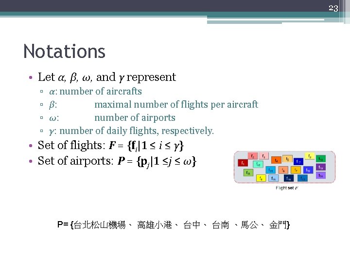 23 Notations • Let α, β, ω, and γ represent ▫ ▫ α: number