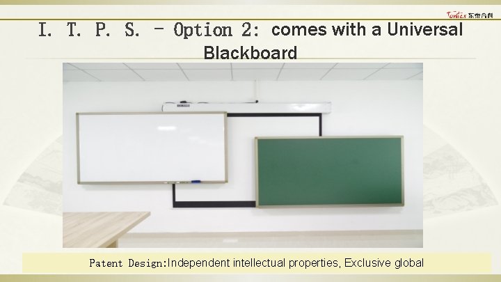 I. T. P. S. - Option 2: comes with a Universal Blackboard Patent Design: