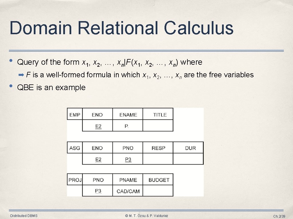 Domain Relational Calculus • • Query of the form x 1, x 2, …,