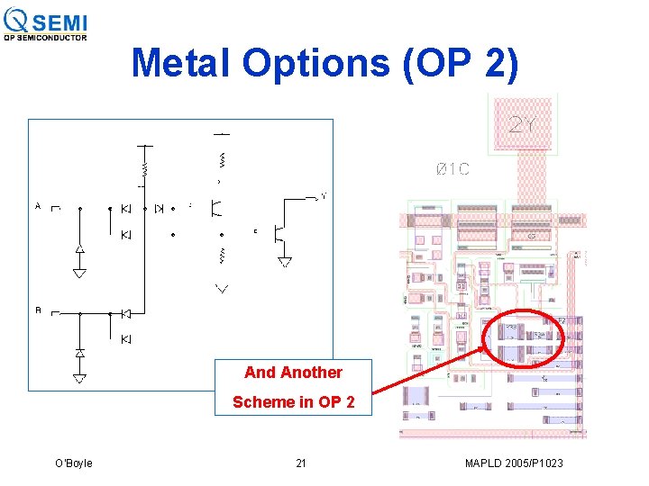 Metal Options (OP 2) And Another Scheme in OP 2 O'Boyle 21 MAPLD 2005/P