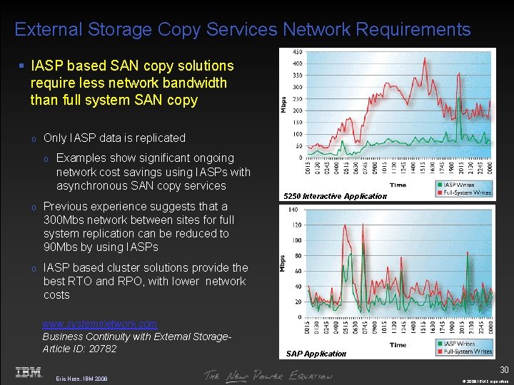 External Storage Copy Services Network Requirements § IASP based SAN copy solutions require less