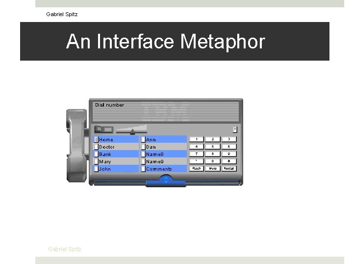 Gabriel Spitz An Interface Metaphor Gabriel Spitz 