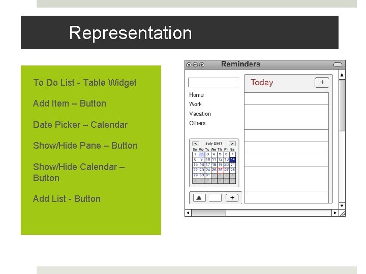 Representation To Do List - Table Widget Add Item – Button Date Picker –