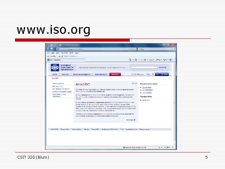 www. iso. org CSIT 320 (Blum) 5 