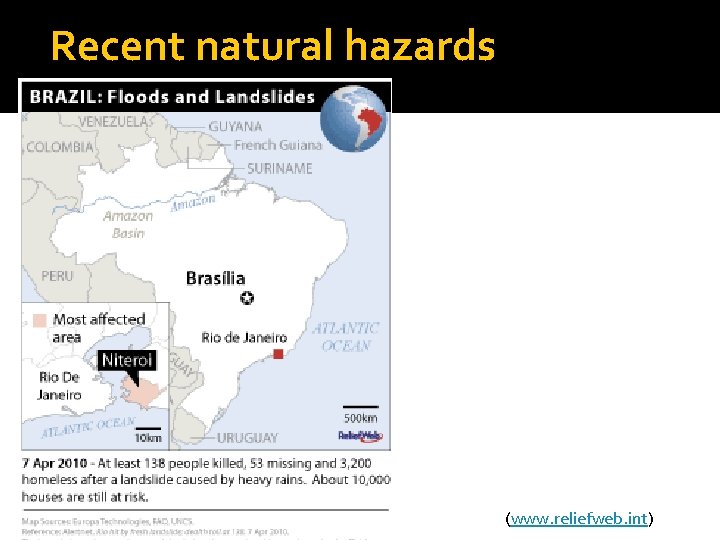 Recent natural hazards �( (www. reliefweb. int) 