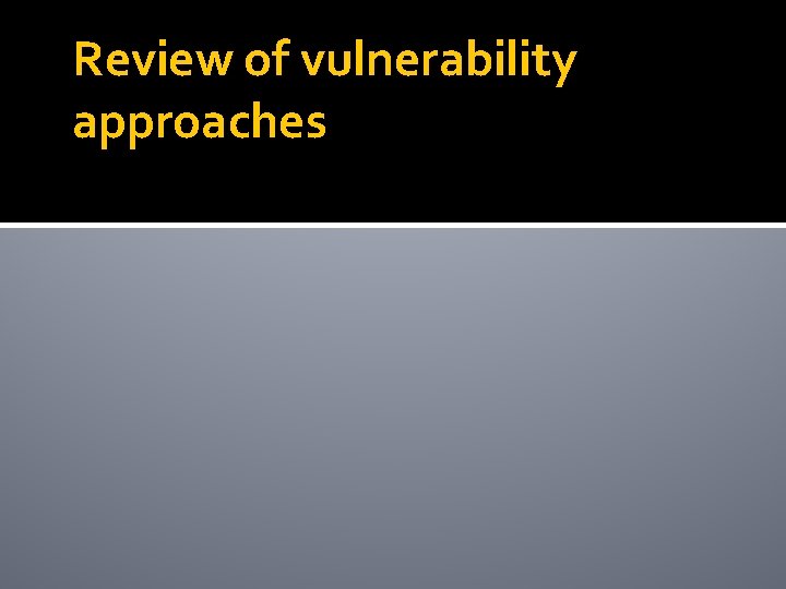 Review of vulnerability approaches 