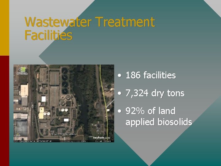 Wastewater Treatment Facilities • 186 facilities • 7, 324 dry tons • 92% of