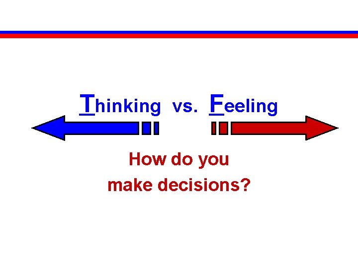 Thinking vs. Feeling How do you make decisions? 