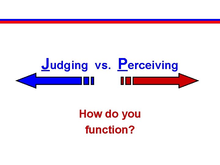 Judging vs. Perceiving How do you function? 