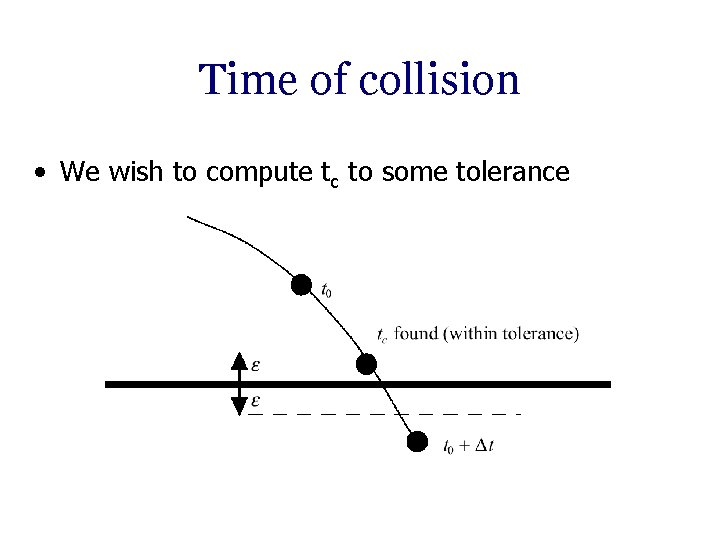 Time of collision • We wish to compute tc to some tolerance 