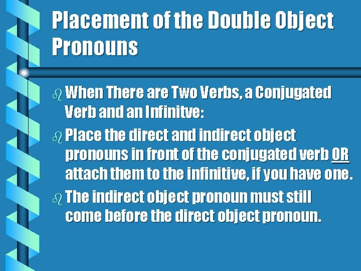 Placement of the Double Object Pronouns b When There are Two Verbs, a Conjugated