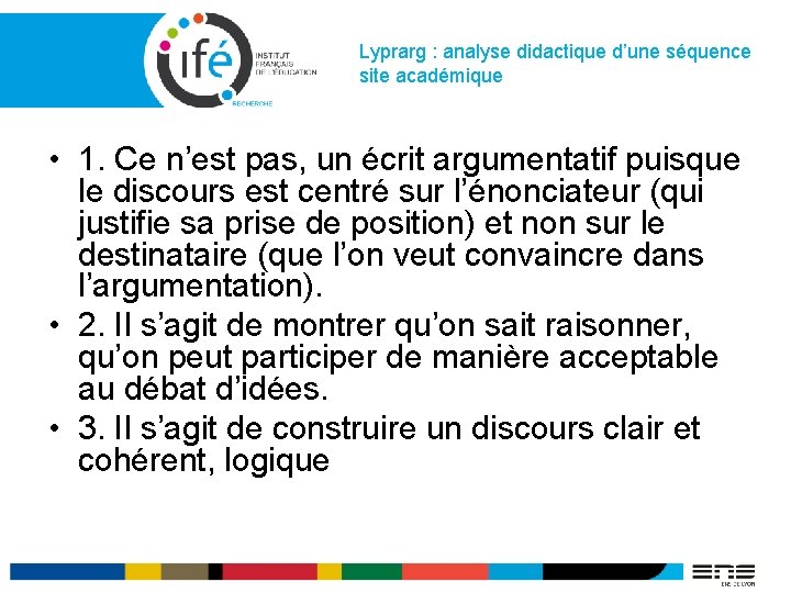 Lyprarg : analyse didactique d’une séquence site académique • 1. Ce n’est pas, un