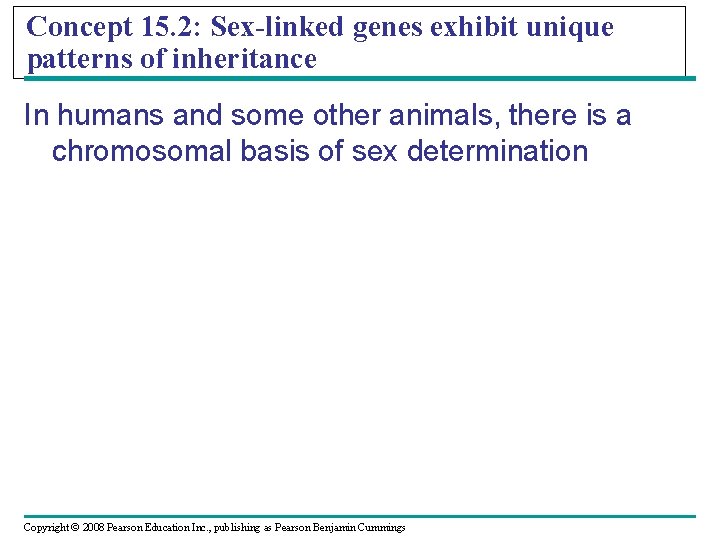 Concept 15. 2: Sex-linked genes exhibit unique patterns of inheritance In humans and some