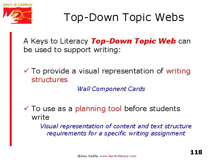 Top-Down Topic Webs A Keys to Literacy Top-Down Topic Web can be used to