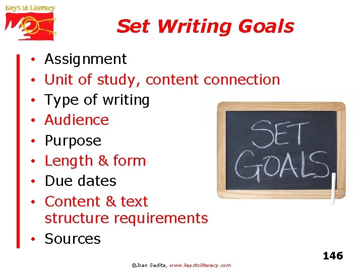 Set Writing Goals Assignment Unit of study, content connection Type of writing Audience Purpose